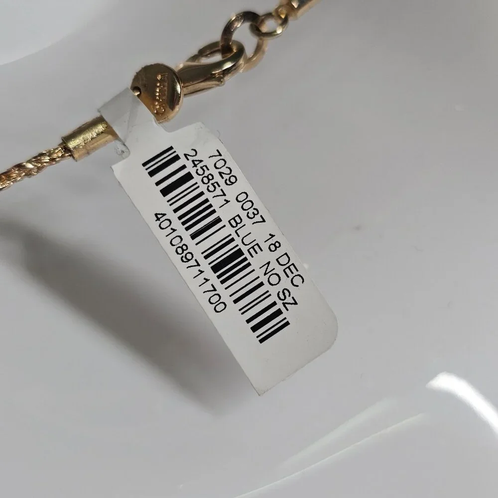 Neiman Marcus Gold-Tone‎ Rope Chain Necklace W/ Blue & Black Tassels 19